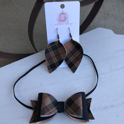 Mommy and Me Plaid Bow or Earrings
