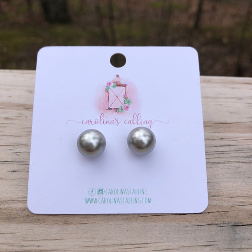 Large Silver Pearl Studs