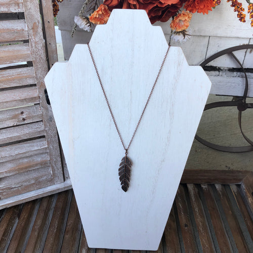 Hello Fall Copper Feather Necklace