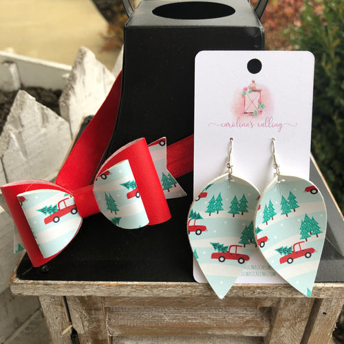 Mommy and Me Red Truck Bow or Earrings