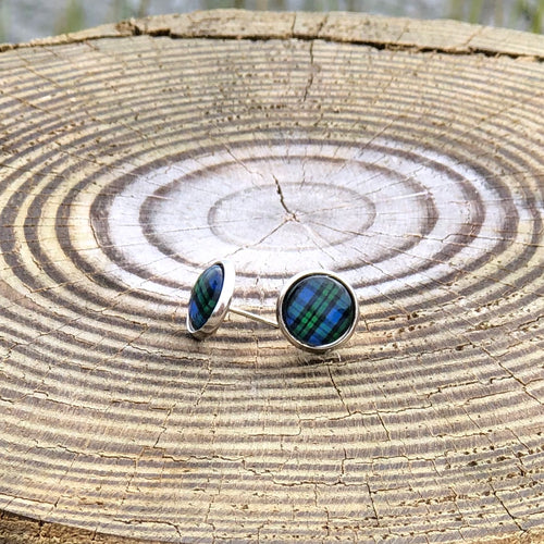 Green and Blue Plaid Studs