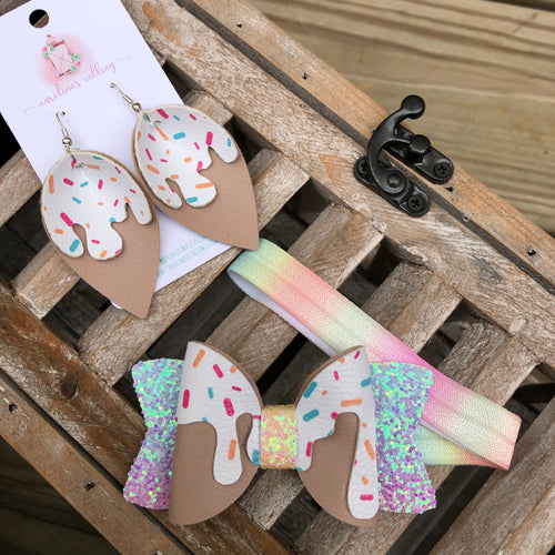 Mommy and Me Ice Cream Baby Bow or Earrings