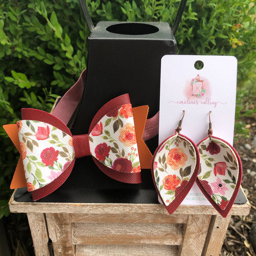 Mommy and Me Fall Floral Bow or Earrings