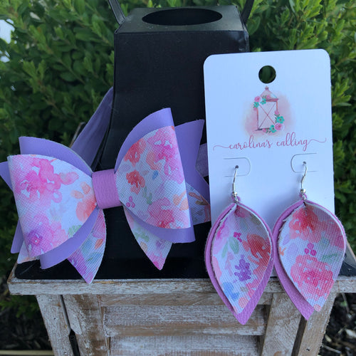Mommy and Me Spring Floral Bow or Earrings