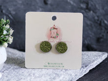 Load image into Gallery viewer, Lime Green Druzy Studs