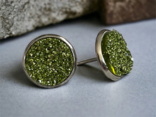 Load image into Gallery viewer, Lime Green Druzy Studs