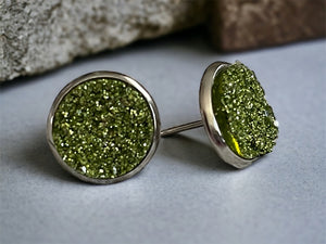 Lime Green Druzy Studs