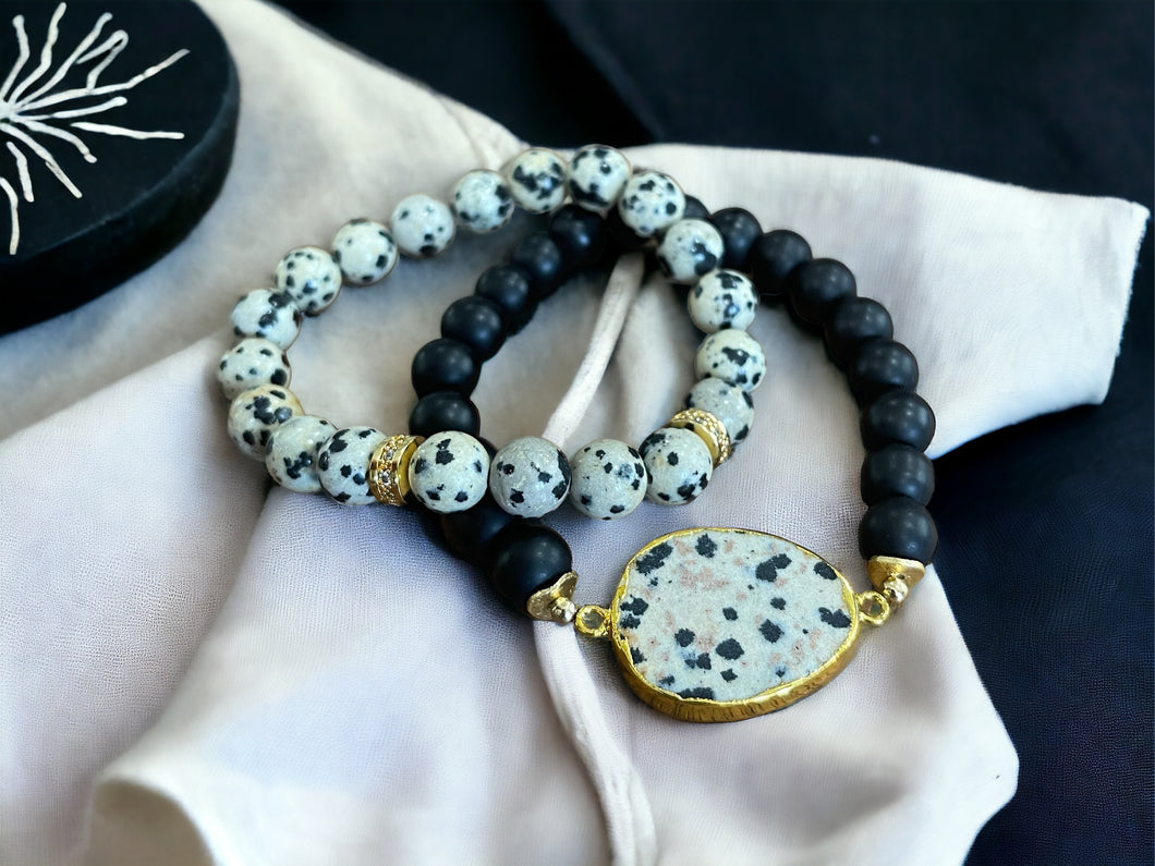 Dalmatian Jasper Bracelet Set