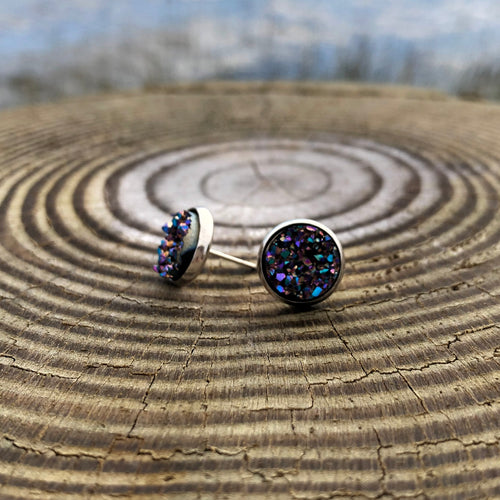Blue Druzy Studs