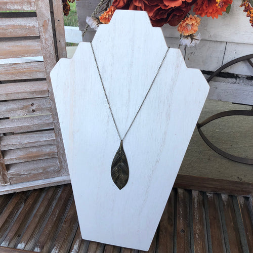 Hello Fall Bronze Leaf Necklace