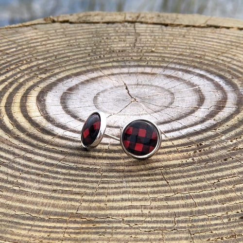 Buffalo Plaid Studs
