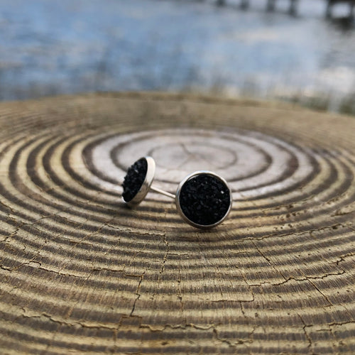 Black Druzy Studs