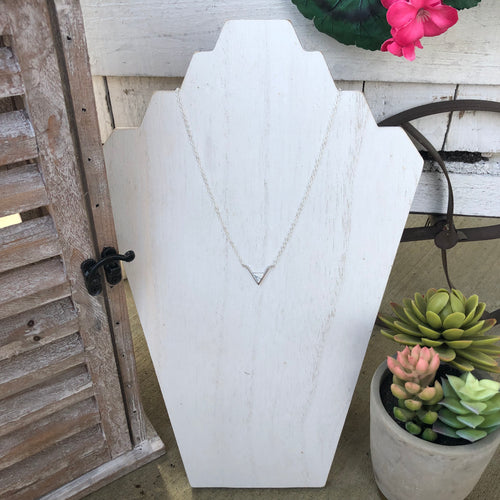 Silver Howlite Triangle V Pendant Necklace