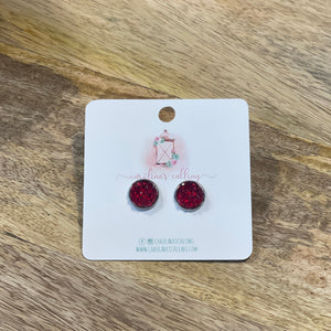 Ruby Red Druzy Studs