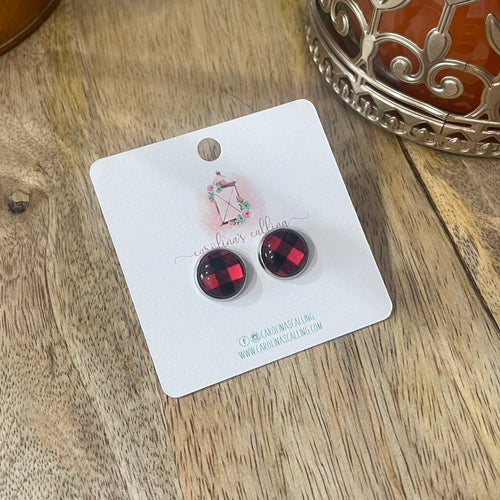 Buffalo Plaid Studs 12mm