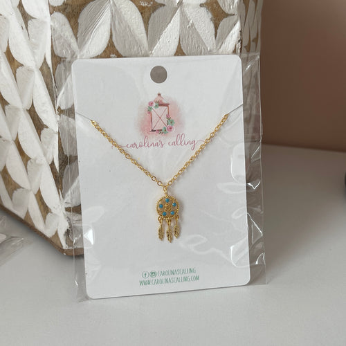 Gold Dream Catcher Necklace