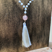 Load image into Gallery viewer, Rose Quartz and Chain Tassel Necklace