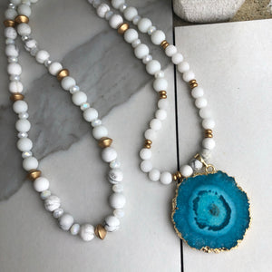 Blue Howlite Druzy Necklace