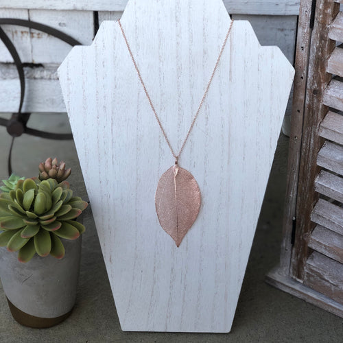 Rose Gold Natural Leaf Necklace