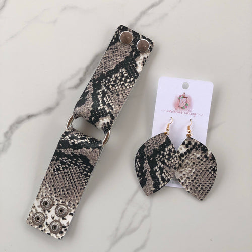 Snake Skin Cuff Bracelet or Earrings