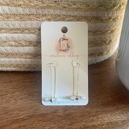 Gold Howlite Threader Earrings