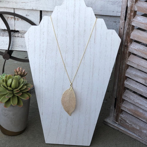 Gold Natural Leaf Necklace