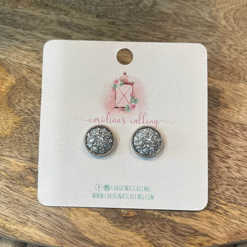 Silver Druzy Studs