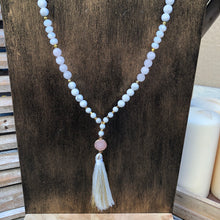 Load image into Gallery viewer, Rose Quartz and Chain Tassel Necklace