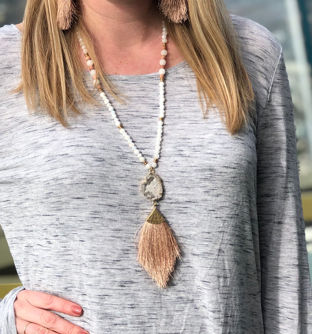 Mauve Tassel Necklace