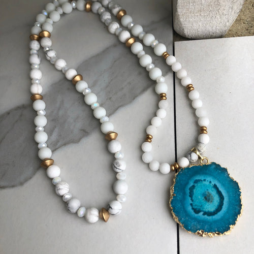 Blue Howlite Druzy Necklace