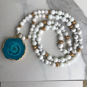 Blue Howlite Druzy Necklace