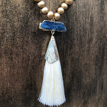 Load image into Gallery viewer, Blue and Gold Tassel Necklace