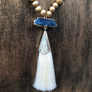 Blue and Gold Tassel Necklace